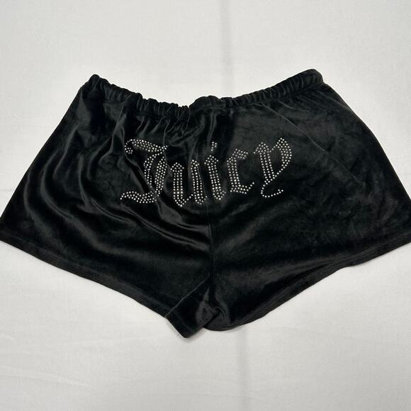 Juicy Couture Size Large Velor Black Low Rise Super Comfy Mcbling Shorts - Picture 2 of 5